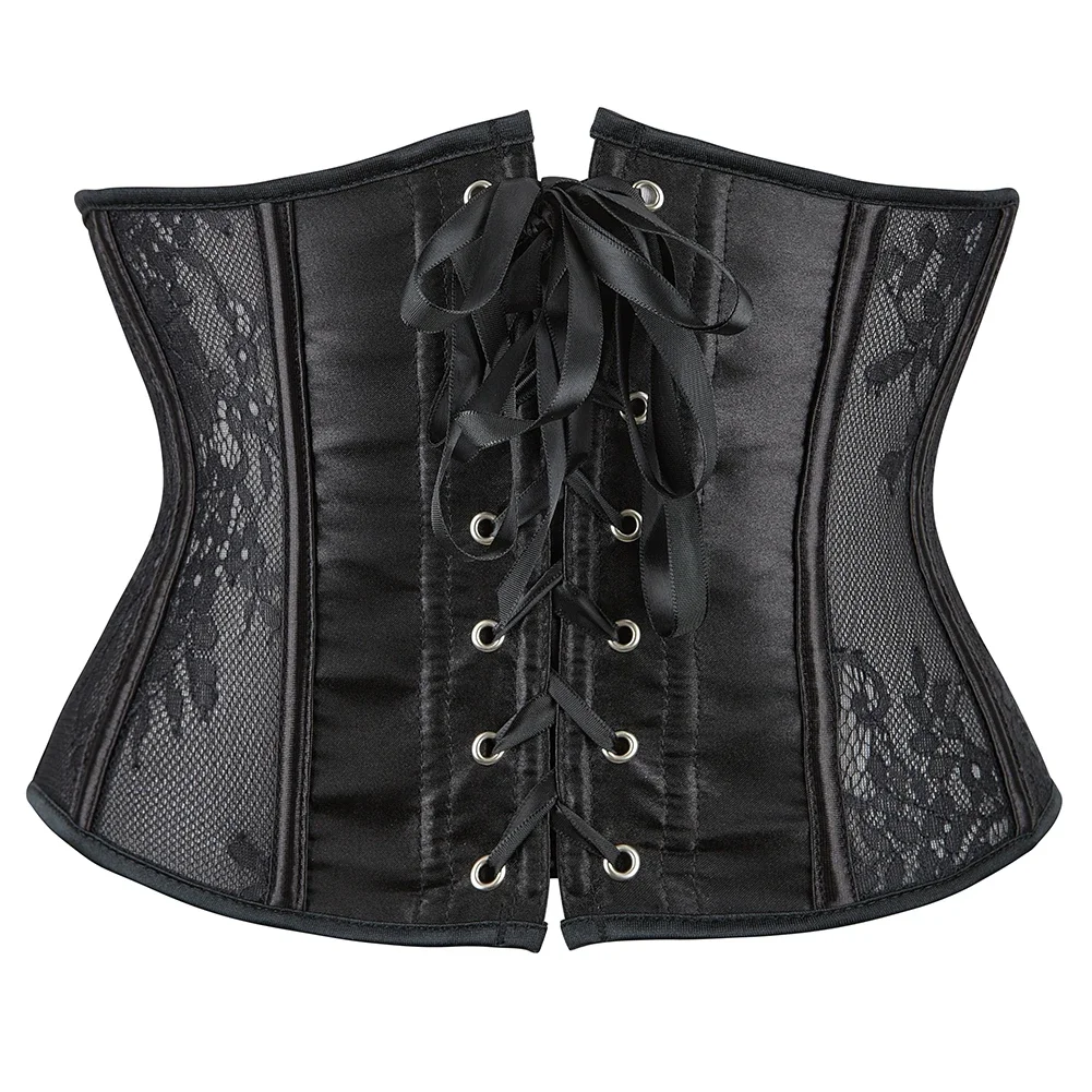 

Women Mesh Underbust Corset Bustier Black Waist Training Cincher Girdle Bustier Top