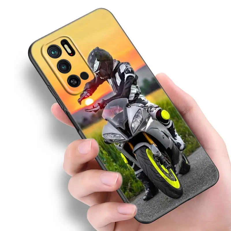 Motorcycle Man Phone Case For Xiaomi Redmi Note 8 9 10 11 11E 11T 11S 12 Pro 4G Plus 5G 8T 9S 10S 12S Black Silicone Cover