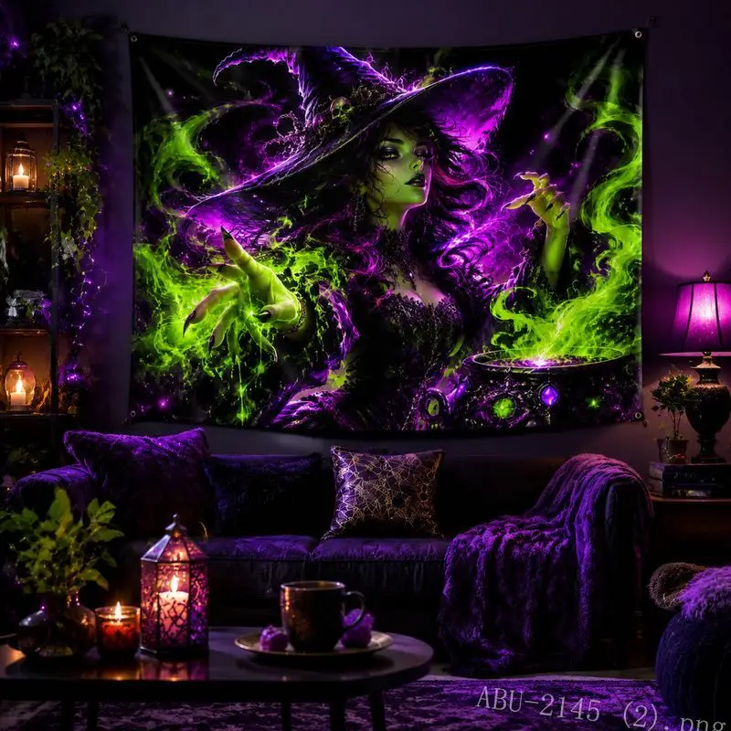 VIKAMA Scary Halloween Ghost Pumpkin Tapestry, psychedelic Wind, Fluorescent Wall Hanging, Bedroom, Dormitory, Home Decoration