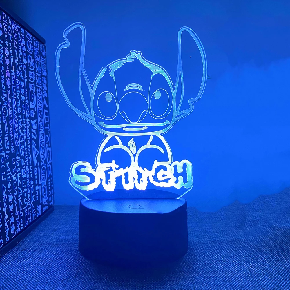 Hot Cartoon Stitch Figurine 3D 7 Colors Light Children LED Night Light USB LED Table Lamp for Bedroom Decoration Chirstmas Gift