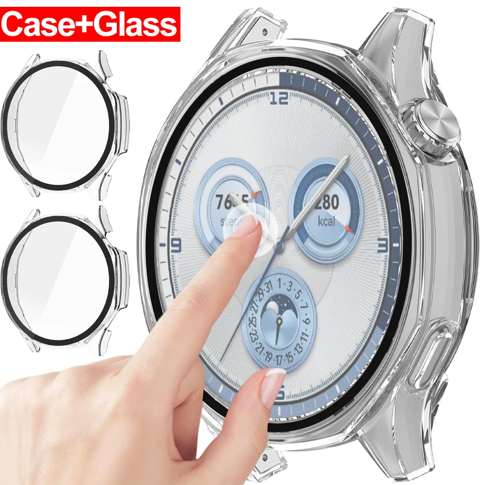 

Защитные пленки из закаленного стекла и жесткий чехол для ПК для Huawei Watch GT5 46 мм 41 мм, полное покрытие, защитный чехол-бампер для часов GT5