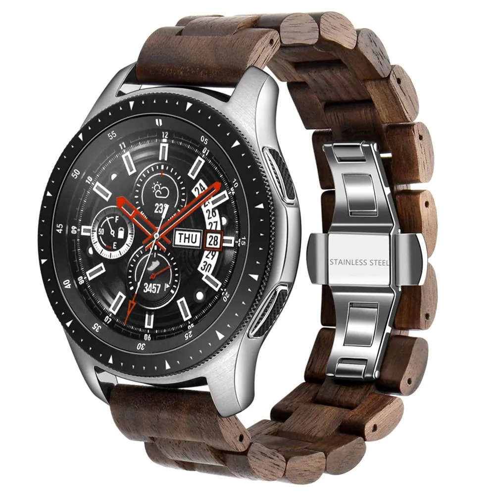 20mm 22mm Walnut Wood Watchband for Huawei Watch GT2 GT3 42mm 46mm Strap for Samsung Galaxy Watch 7/FE/6/5/4/3/Active 2
