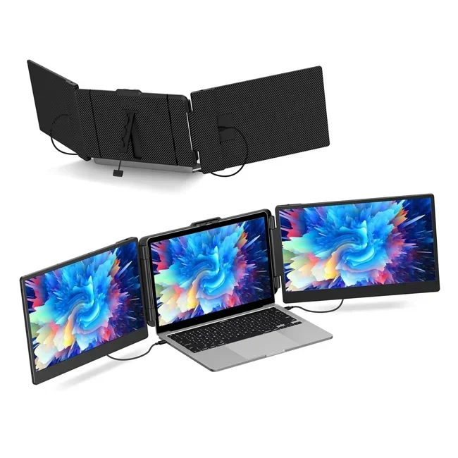 S2 Triple Monitor for Laptop 14'' Monitor Extender Plug and Play 1080P HD Portable Laptop Screen Extender for 13-17.3'' Laptops