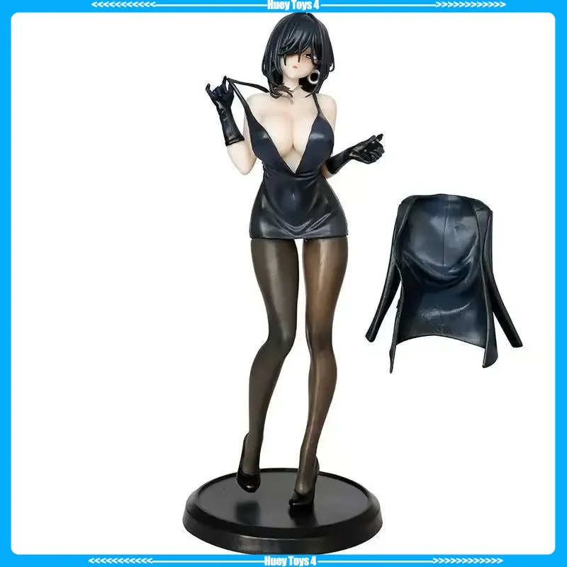 26cm Beautiful Girl Figure Hengshan Shijian Black Evening Dress Cloak  Pvc Animation Peripheral Collectible Model Boy Gift
