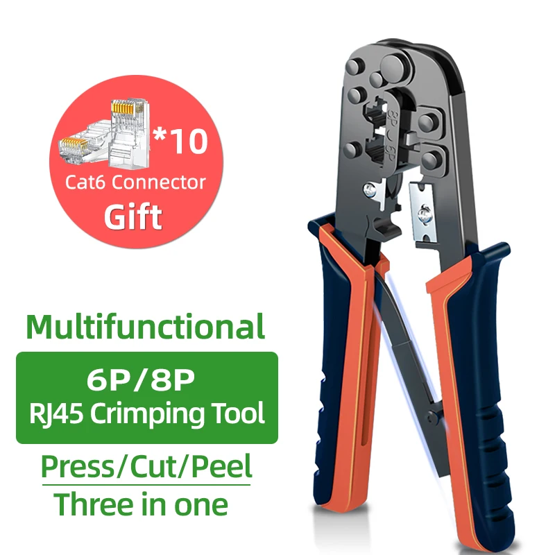 

Обжимной инструмент Ethernet RJ45 для разъемов 8P8C Cat5/6/7/8, сетевой обжимной инструмент для резки и полос, обжимной инструмент 6P RJ11/RJ12, 8P RJ45 обжимной инструмент