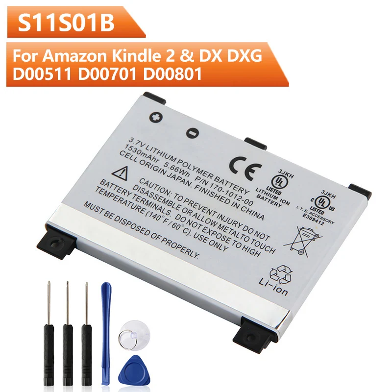 NEW Replacement Battery S11S01B 170-1012-00 For Amazon Kindle 2 & Kindle DX DXG D00511 D00701 D00801 Battery 1530mAh