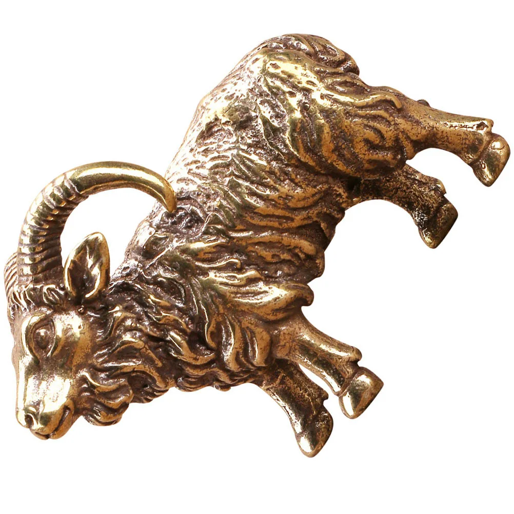 

Zodiac Sheep Brass Metal Ornament Home Decor Desktop Decoration Simulated Goat Shape Adornment Portable Lightweight Design