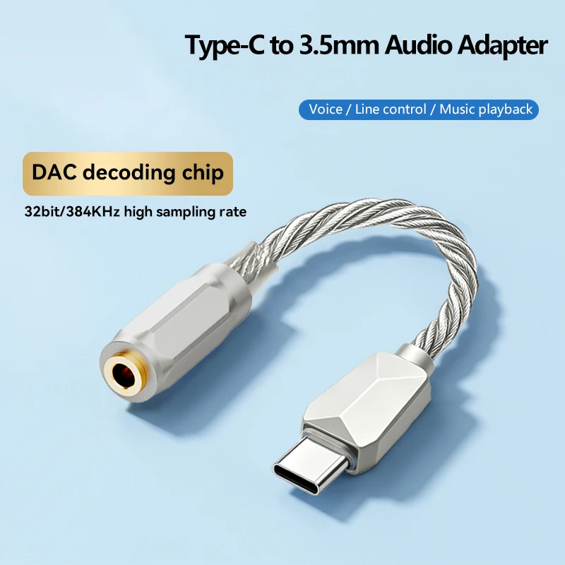 USB C DAC Type-C to 3.5mm Headphoner Amplifier 32Bit 384KHz Dongle DAC KT02H20 HIFI Audio Decoding Adapter Amp
