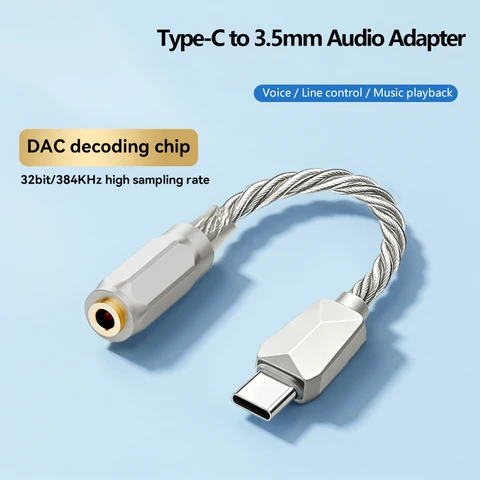 USB C DAC Type-C to 3.5mm Headphoner Amplifier 32Bit 384KHz Dongle DAC…