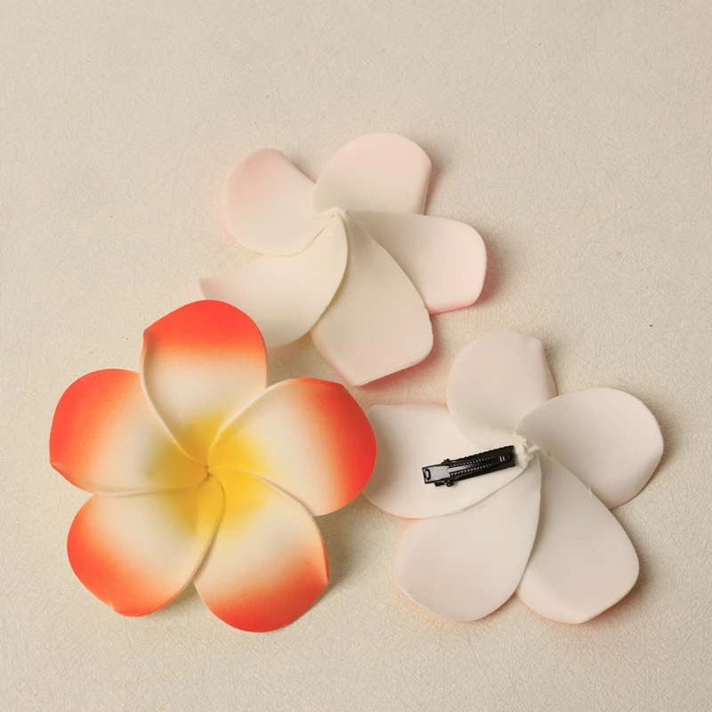 10 Stück Schaumstoff-Hawaiianische Frangipani-künstliche Plumeria-Blumenhut-Haarspangen für Zuhause, Party, Frauen, Mädchen, Hawaii, Strand, Urlaub, Dekoration – Detail 12