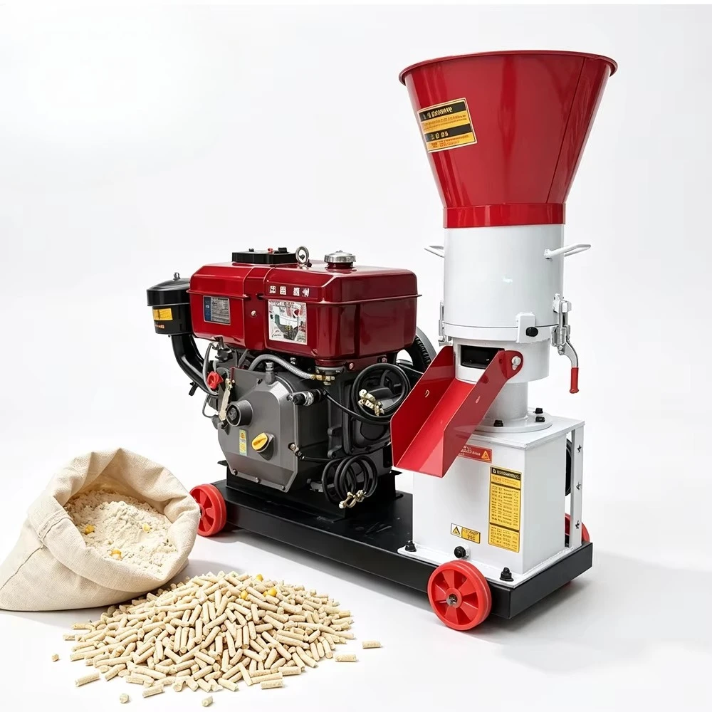 Efficient Powered KR 190 Rotating Roller Feed Pellet Machine 200 to 250 Kg Per Hour for Poultry Livestock Farms