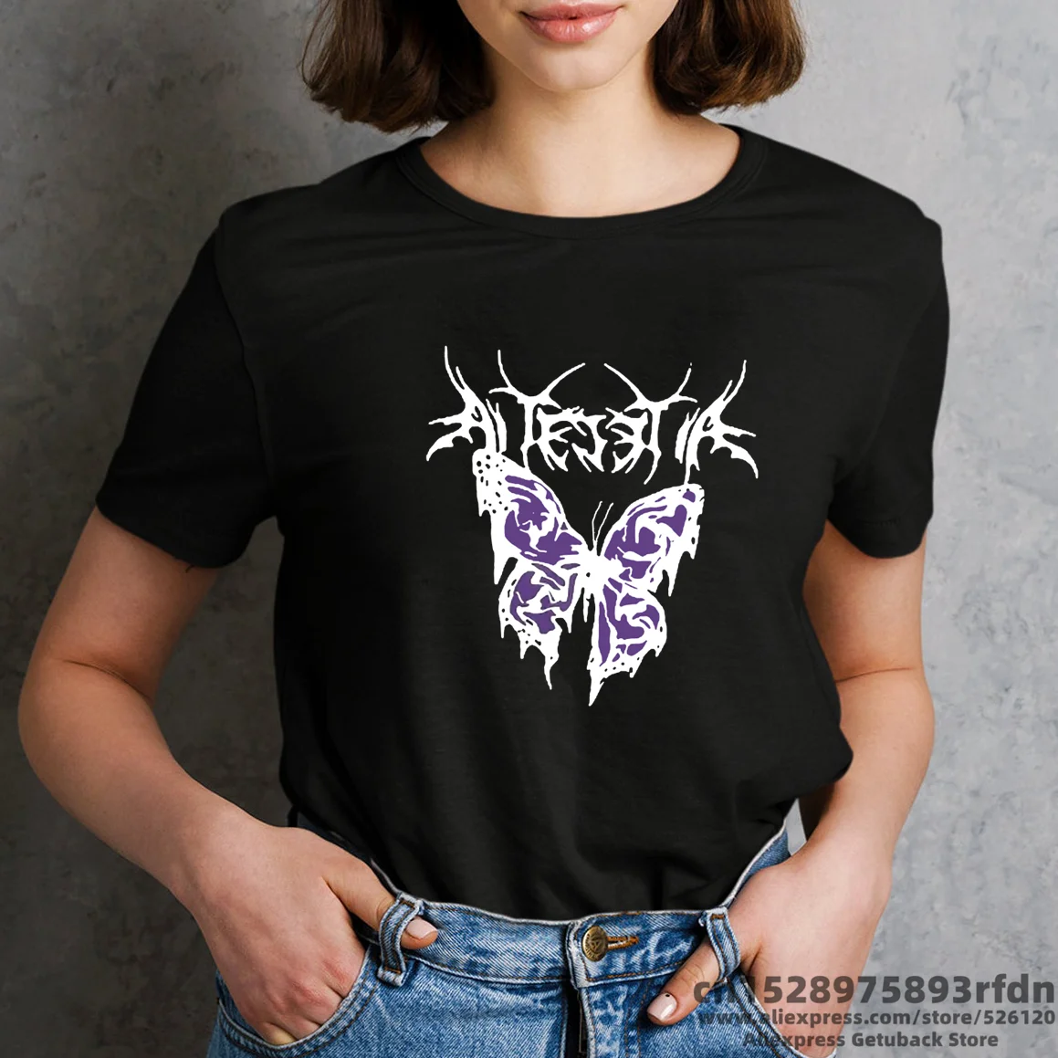 Women Cartoon Punk Butterfly Funny T Shirt Gril Summer Harajuku Korean Clothes Camiseta Mujer Tee Shirt Femme Tops,Drop Ship