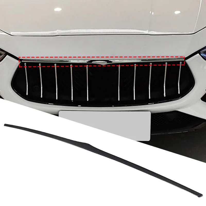 

For Maserati Ghibli 2018-2025 Real Carbon Fiber Car Front Grille Trim Strips Panel Sticker Car Accessories