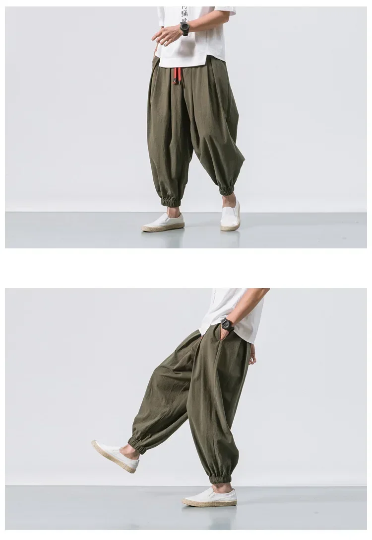 Neue Trendy Männer Harem Hosen Lose Übergroßen Stil Baumwolle und Leinen Hohe Qualität Jogger Jogginghose Casual Männliche Hosen – Detail 10