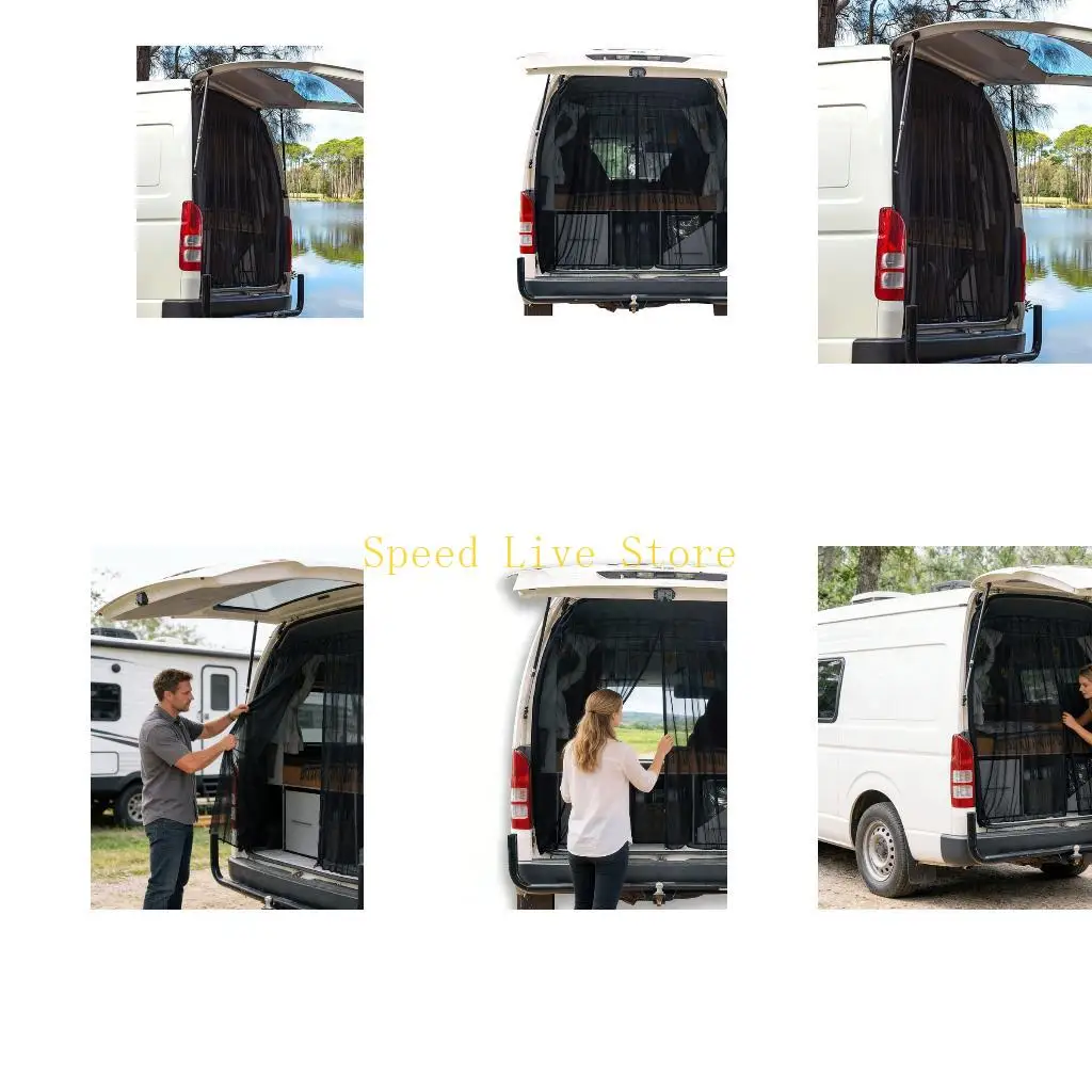 547C Automatic Closing Outdoor Vehicle Door Screen 155x146cm Ventilation Net