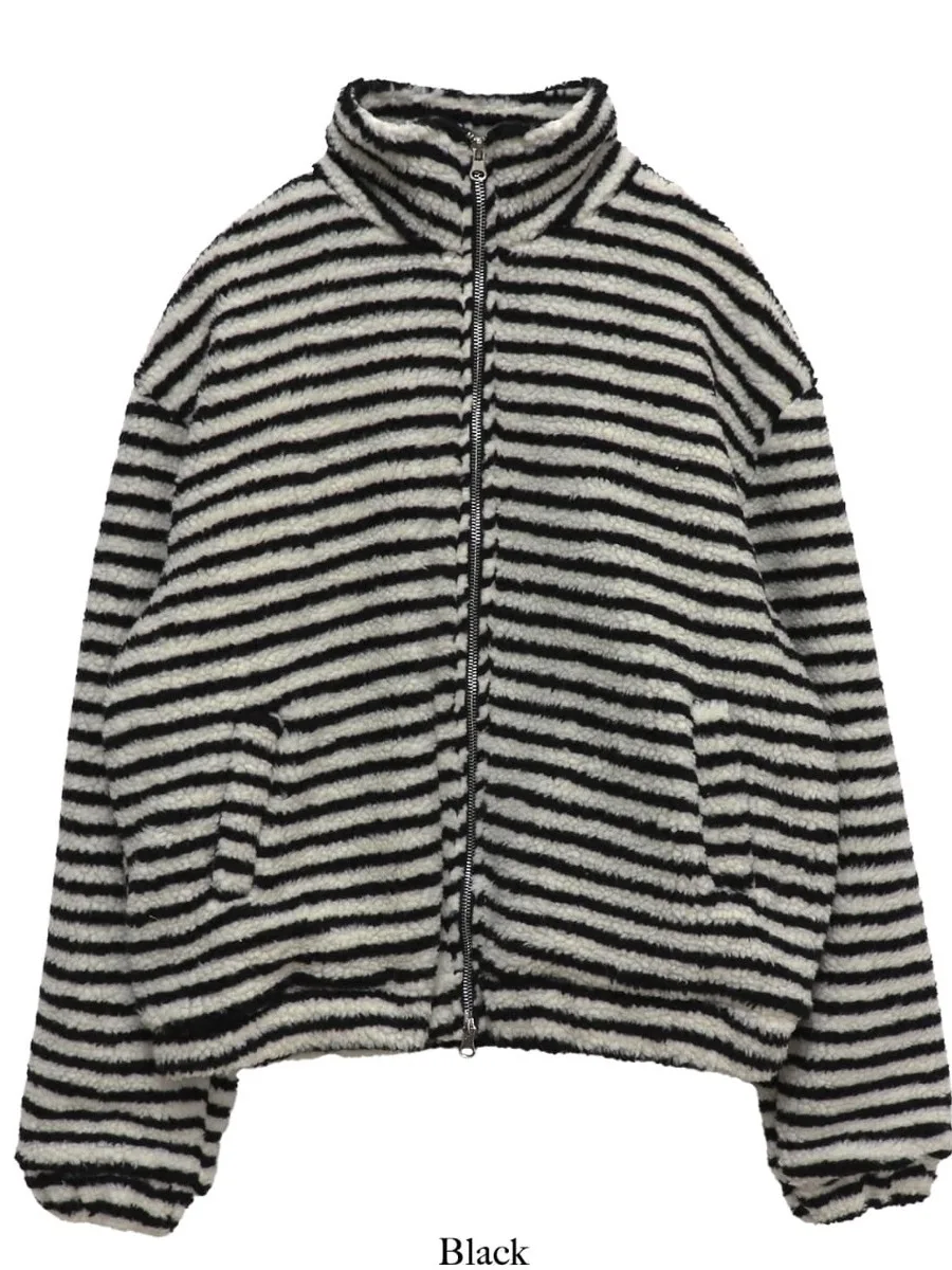 Coreano Sle Winter Faion Fre Stripes Colletto alla coreana Doppia cerniera Design pigro Casual Pelliccia di agnello Felpa Jaet Donna
