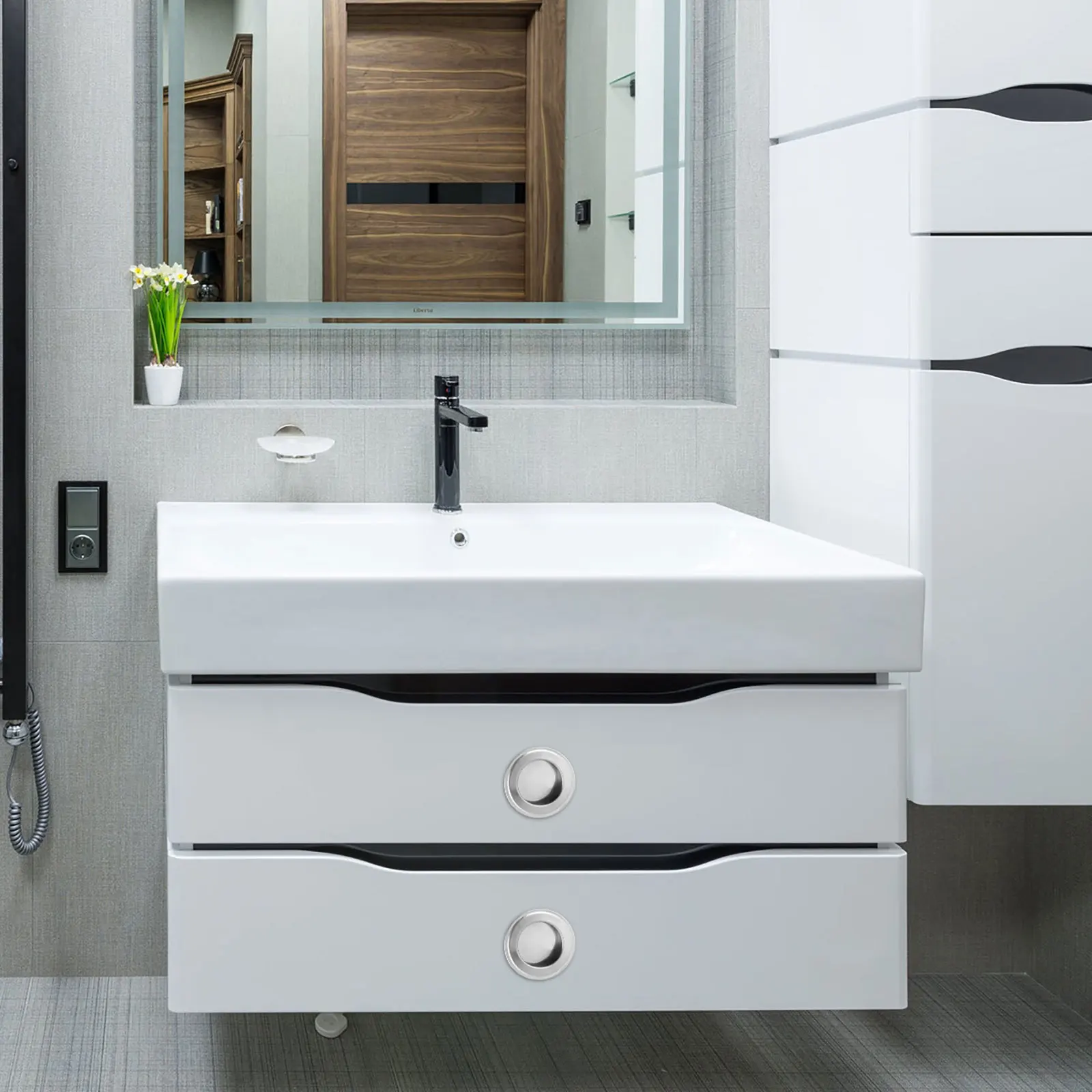 2 Buah Pegangan Baja Tahan Karat Tahan Lama Pegangan Pintu Bulat untuk Lemari Laci Perak Dipoles Tanpa Serpihan Mudah Dipasang Pegangan Pintu Bulat