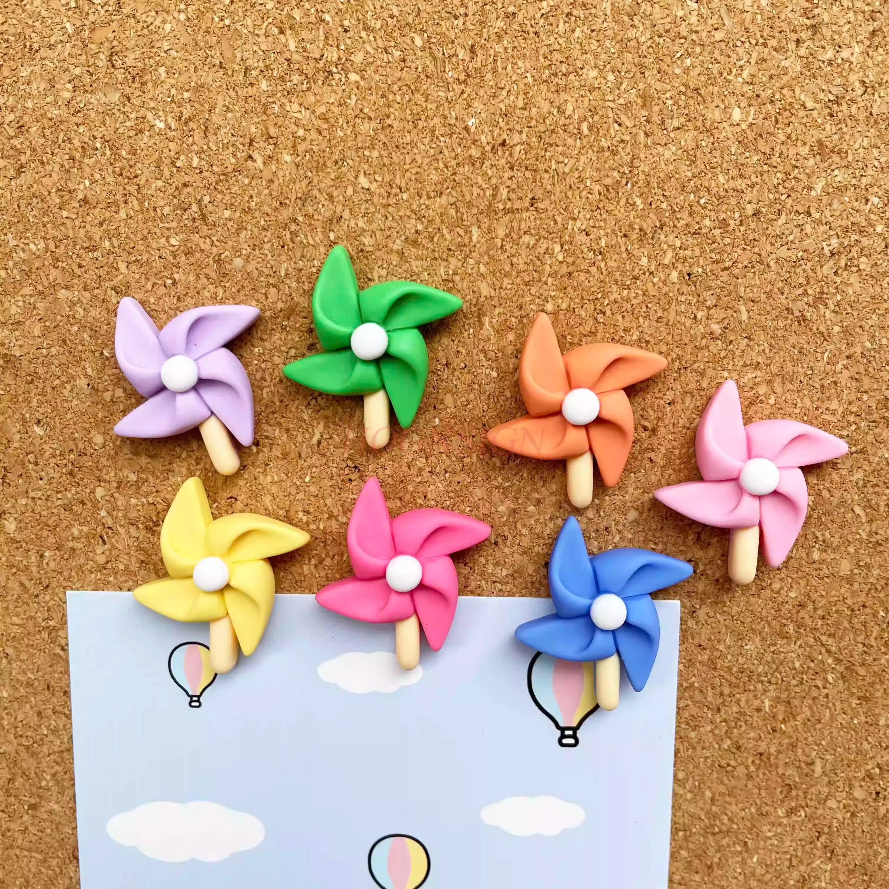 

7pcs Small Wind Car Color Stereoscopic Styling Push Pin Felt Cloth Soft Wooden Board Creative Wall Decoration Nail Button