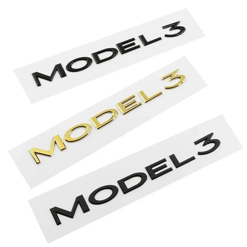 3D ABS Underlined Letter Car Emblem For Tesla Model 3 Model Y Car Styling Refitting High Performance Rear Back Trunk Sticker