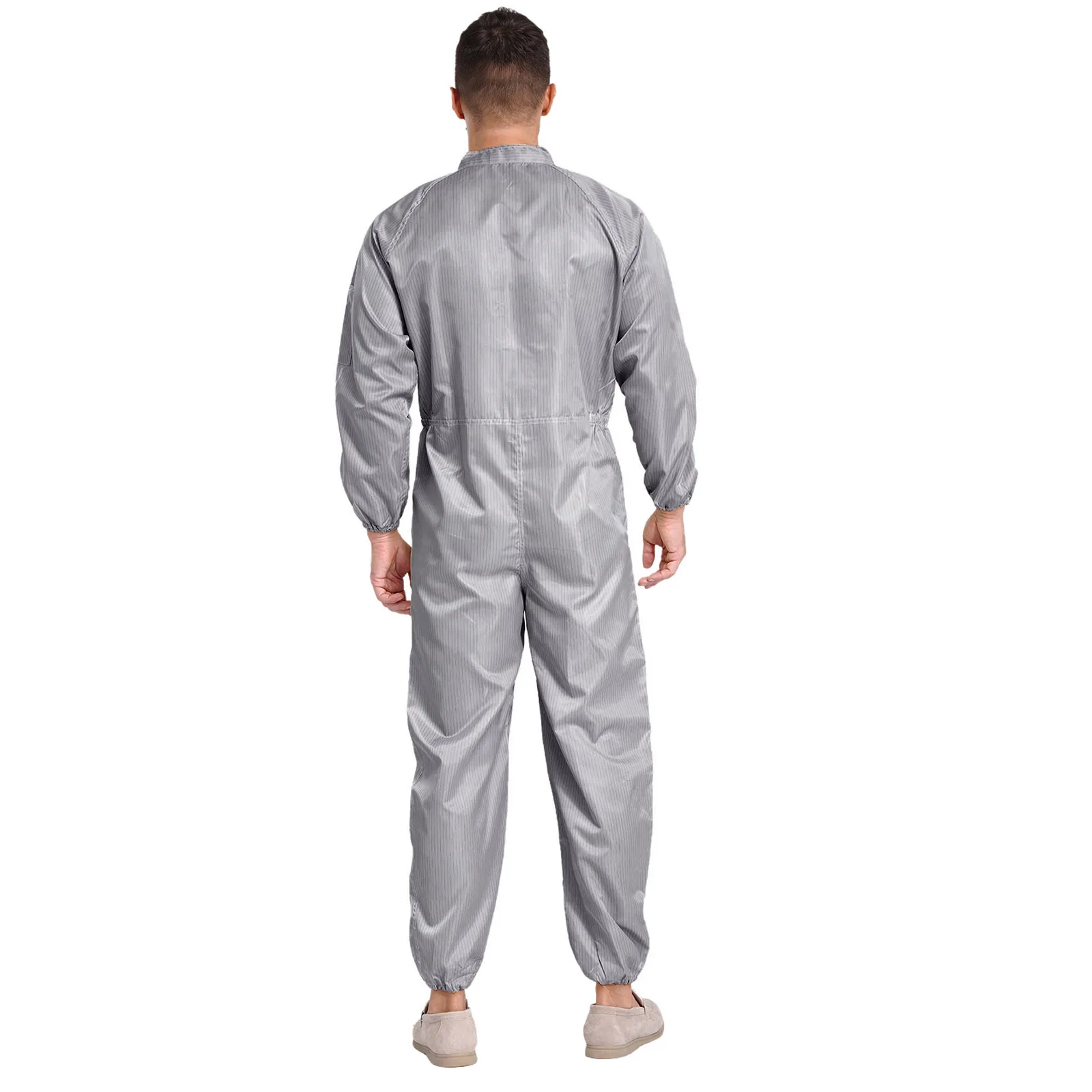 Mens Anti-static Coveralls Dustproof Jumpsuit Stand Collar Front Zip Full-body Overalls One Piece Uniform for Workshop Worker