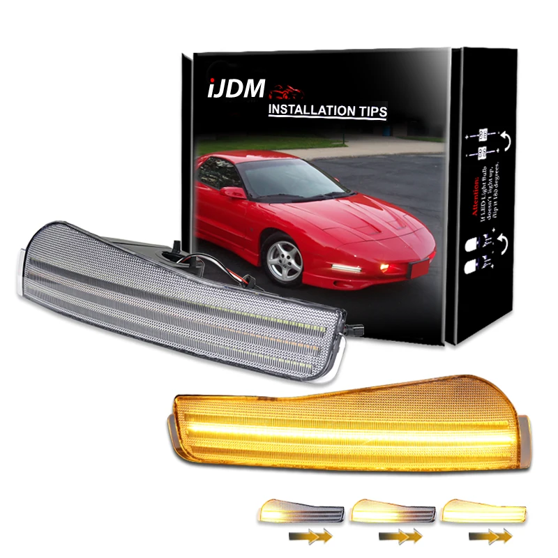 Car Bumper Sequential Amber Turn Signal Replace Switchback white LED Daytime Running Light For Pontiac Firebird Trans Am 93-1997