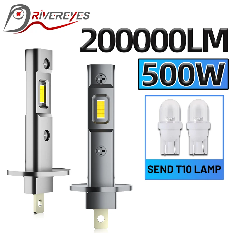 

H1 LED Lights 200000LM 16PCS 7585 CSP 2PCS Auto Light Bulb 1: 1 Size Turbo Mini Diode Wireless 6500K Plug and Play 12V 24V 36V