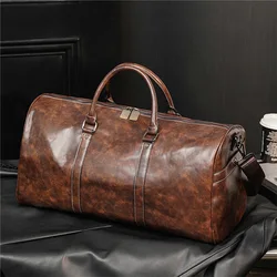 Luxury PU Leather Travel Tote Business Handbag Woman Casual Gym Boston Fitness Luggage Duffle Shoulder Sports Side Bag Men Male