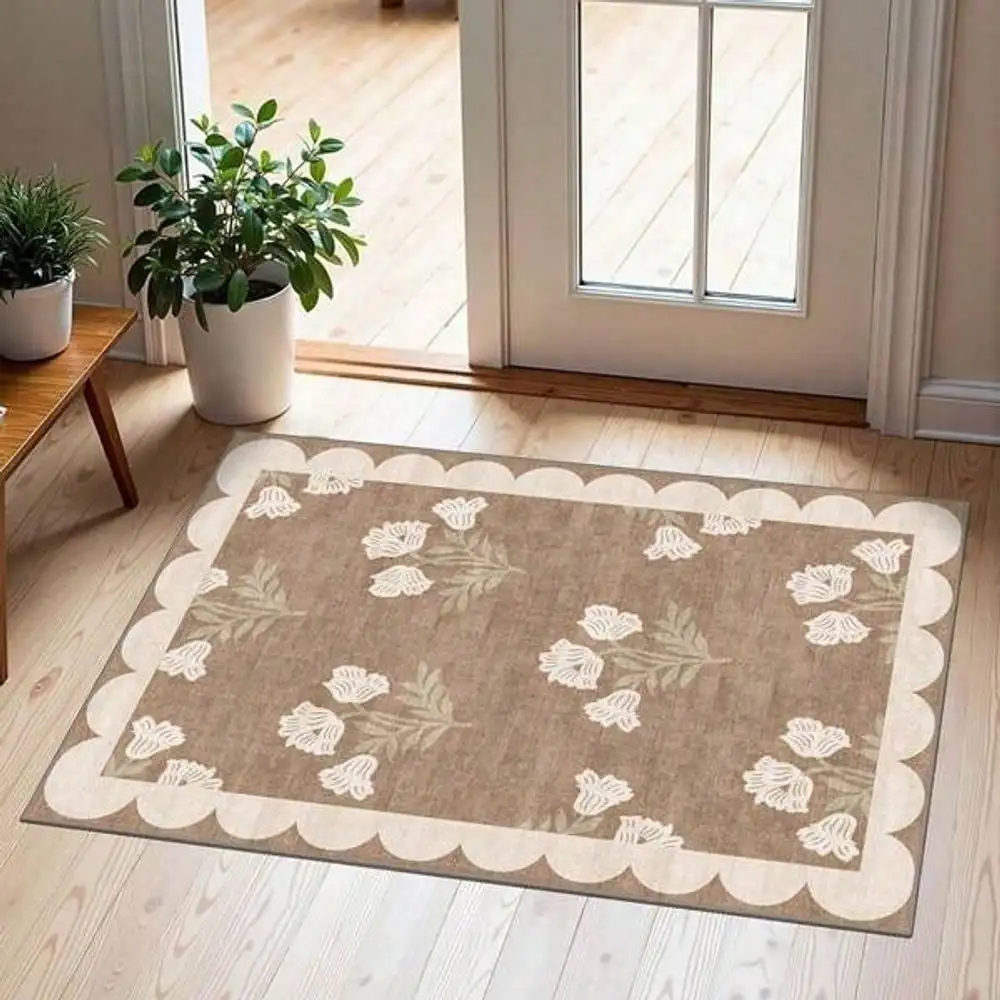 Floral Doormat Outdoor Entrance Porch Rug Non-Slip Boho Farmhouse Entrance Door Mat, Non-Slip Rubber Backing Doormat Low Profile Welcome Door Mat For Entryway
