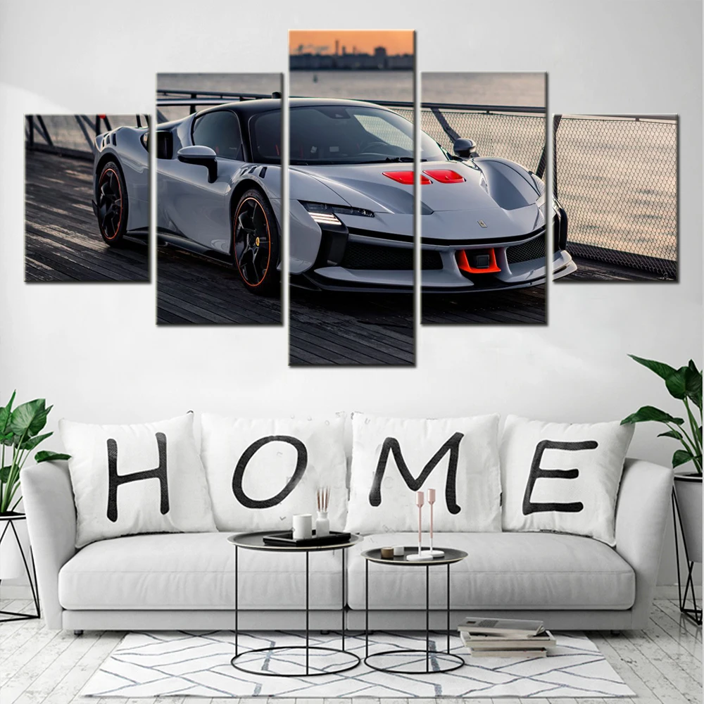 Cool Racing Cars Canvas Wall Art Poster Painting Super car Wallpaper Modern Home Decor Artwork for Living Room 5 Pieces Artwork