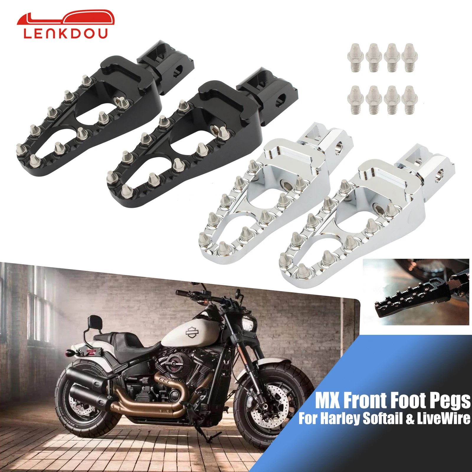 MX Front Foot Pegs Footrest Pedals For Harley Softail Slim FLSL Sport Gilde Fat Boy Deluxe FLDE 2018-2020 Motorcycle Accessories