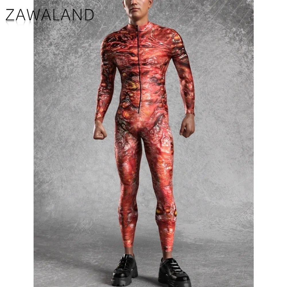 

Men Muscle Zombie Cosplay Jumpsuit Halloween Costume Adult Rave Zentai Catsuit Festival Bodysuit Masquerade Themed Party Catsuit