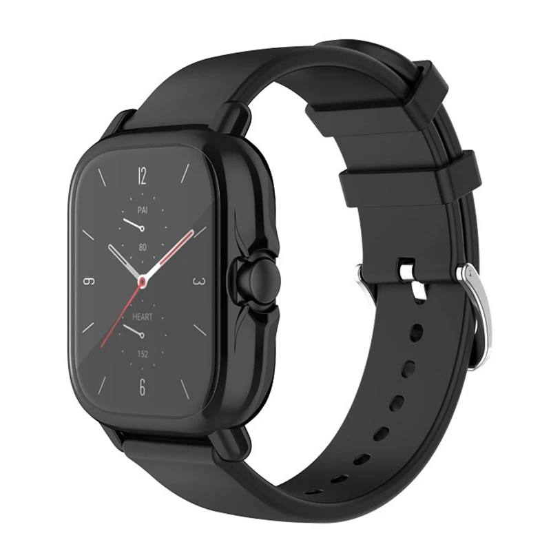 غطاء حماية من مادة البولي يوريثان لطراز amazfit gts 2e smartwatch ، حافظة حماية لهاتف huami amazfit gts 2 ، لون أسود ، تغطية كاملة ، جزأين