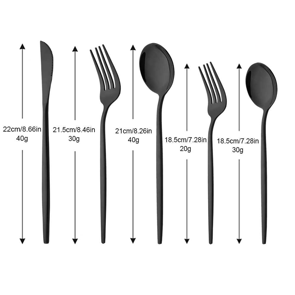 Black Cutlery Set Stainless Steel Cutlery Dessert Spoon Fork Knife Tableware Dinnerware Set 20Pcs Dishwasher Safe Eco Friendly