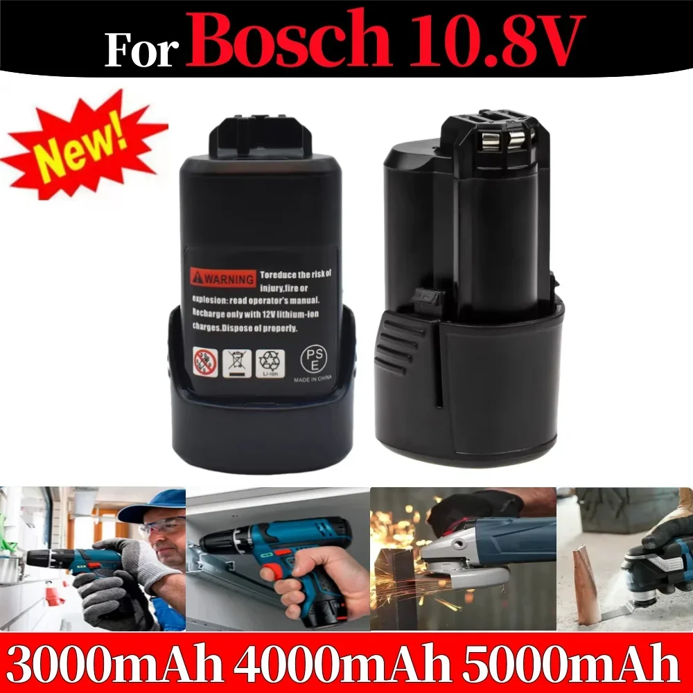 3.0/4.0/5.0Ah Li-ion Rechargeable Battery for Bosch 10.8V Tool Battery Compatible with Bosch BAT411 BAT412A BAT413A Power Tools