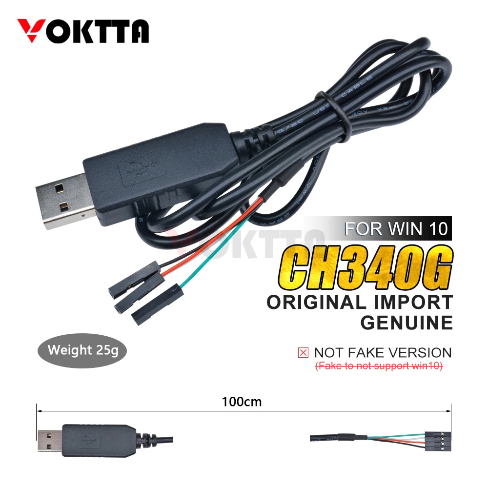 CH340G Download Cable USB 2.0 to TTL Serial Adapter Download Cable for Arduino Raspberry Pi Windows 10/Mac OS X/Linux 1M Cable