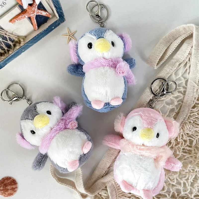 Cartoon Kawaii Plush Scarf Penguin Keychains Creative Cute Penguin Pendant Keyrings Backpacks Decoration Accessories Gifts