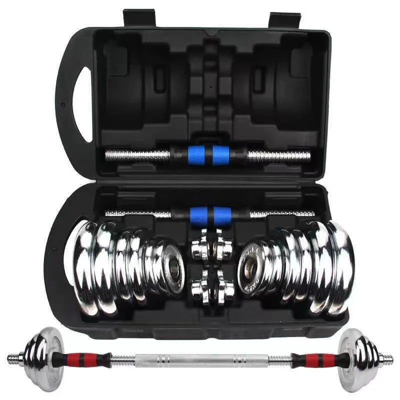 Mens Fitness Solid Barbell Set, Detachable Electroplated Cast Iron Dumbbells, 20kg Pair Boxed for Home Gym Use