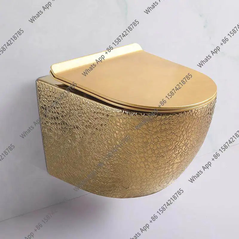 

High-grade Electroplated Wall-mounted Toilet Hotel Wall-mounted Toilet Gold Wall Toilet Designer