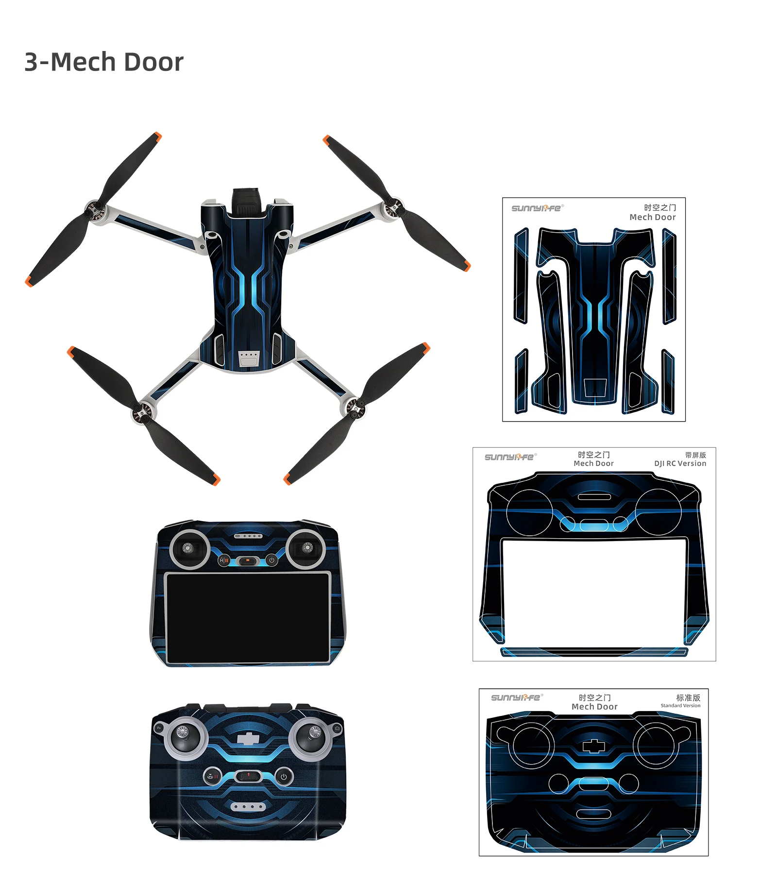 Skins4u Drohnen Aufkleber Skin Sticker Set Folierung für DJI Mavic Mini 3 Pro fluoreszierende Neon hochglanz Folie (neon orange