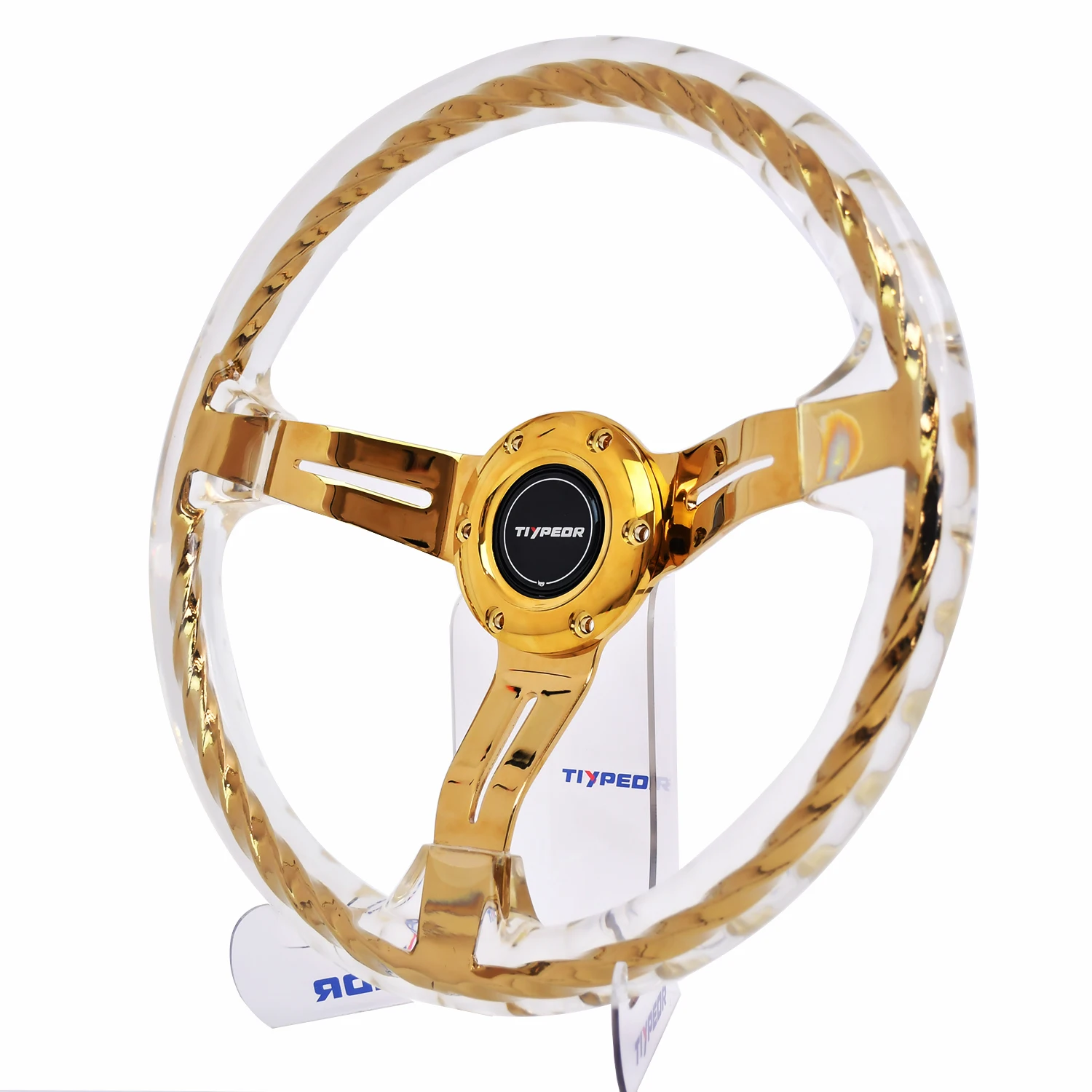 Car Clear Steering Wheel 330MM Transparency Hitman Style Tiypeor Twist Crystal JDM Matsuri Steering Wheel
