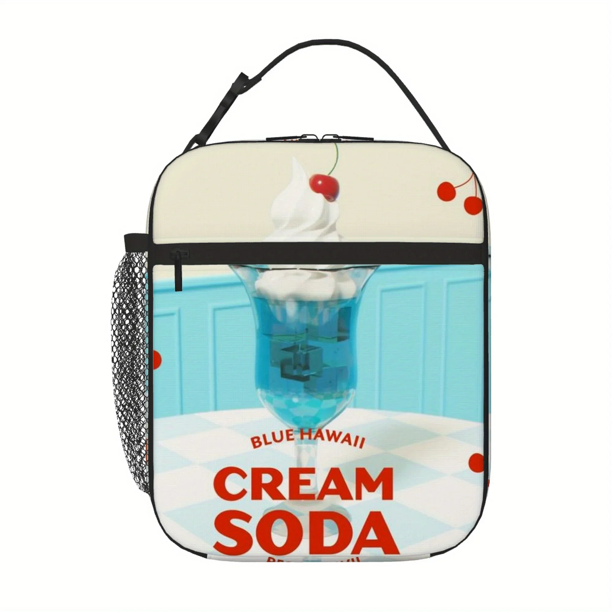 One Piece of a Thermal Bag Featuring a Cream Soda Design, Designed for Insulation. It Is Not Intended for Direct Food Contact