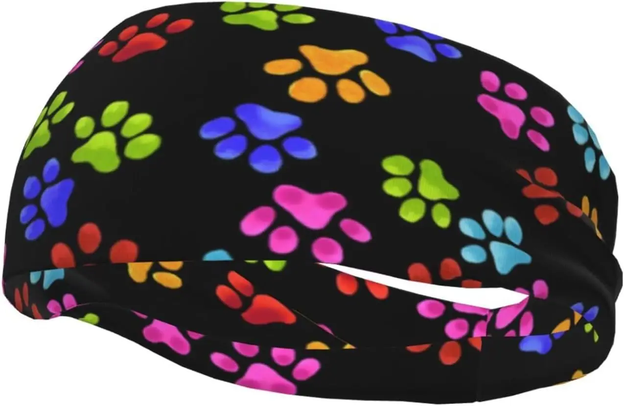 

Colorful Dog Paw Print Headbands Non Slip Sweatband Fashion Summer Hair Bands for Tennis,Basketball,Running,Gym,Working Out