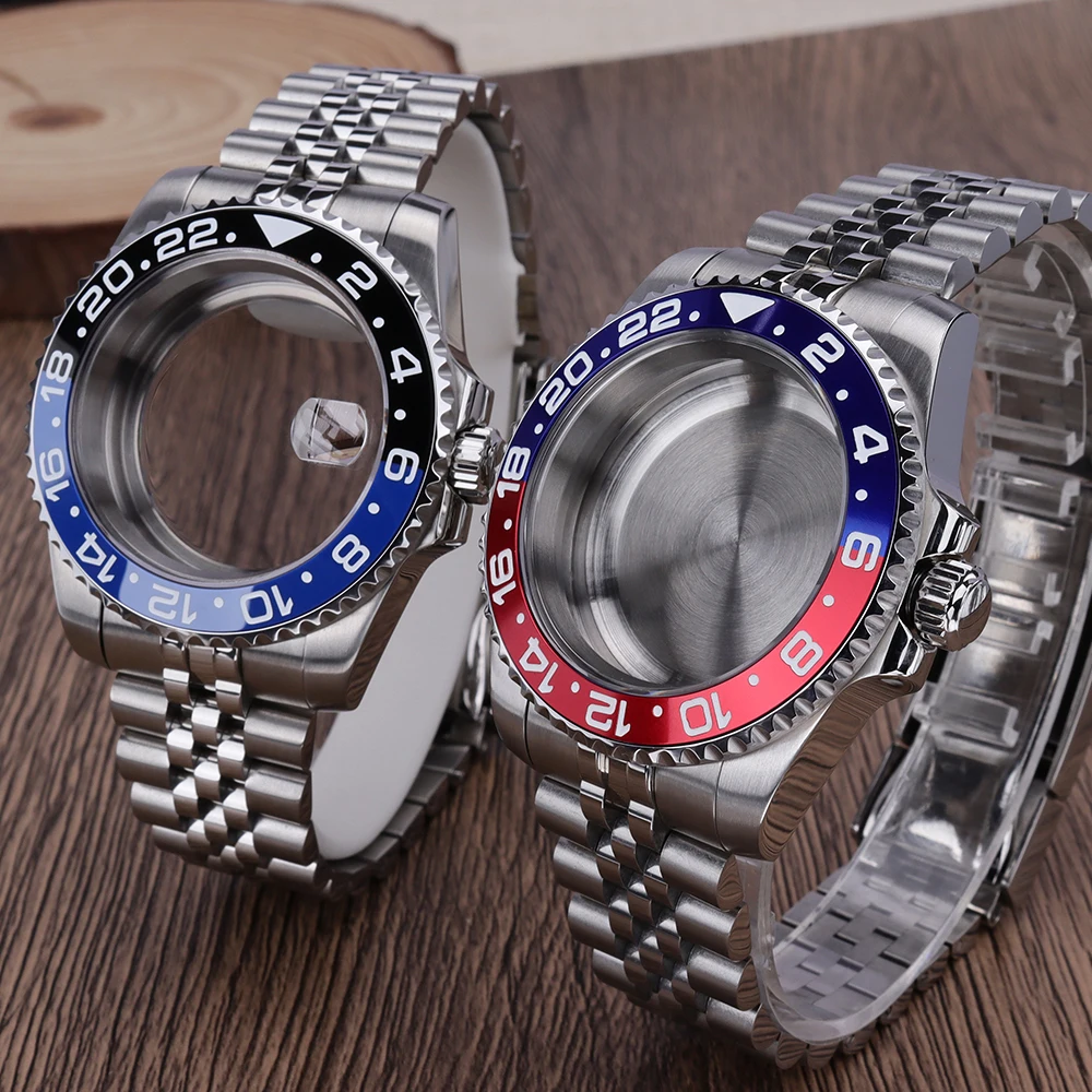 

40mm 200M Diving Case for YACHT GMT NH34 NH35 NH36 Miyota 8215 ETA 2824 Watch Case Jubilee Bracelet Sapphire Glass Slide Buckle