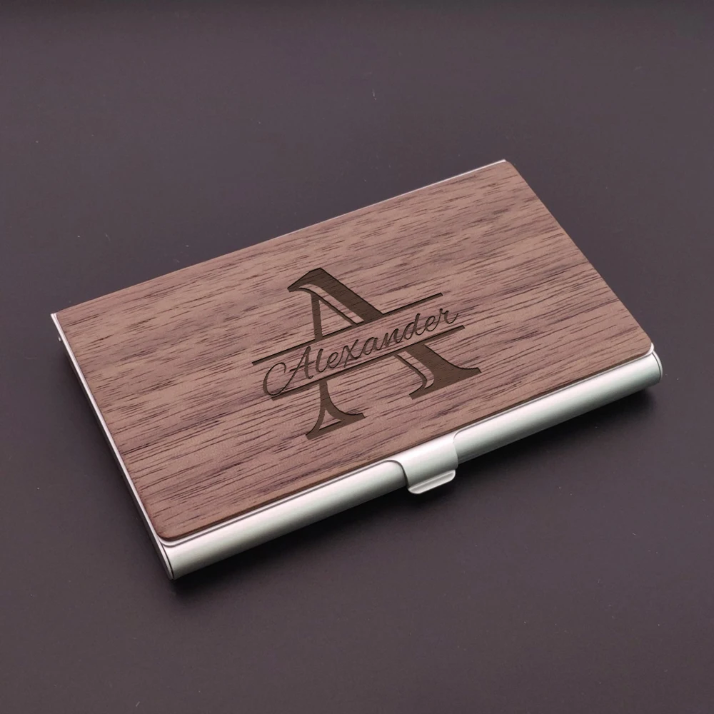 1PC Excellent Letter Customizable Name Laser Dark walnut color Wooden Ornament For Office Supplies