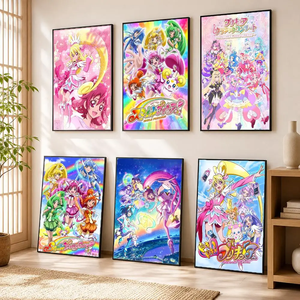 P-Pretty Cure Anime Poster Modern Home Living Bedroom Bar Hallway Waterproof Wall Art Aesthetic Decor