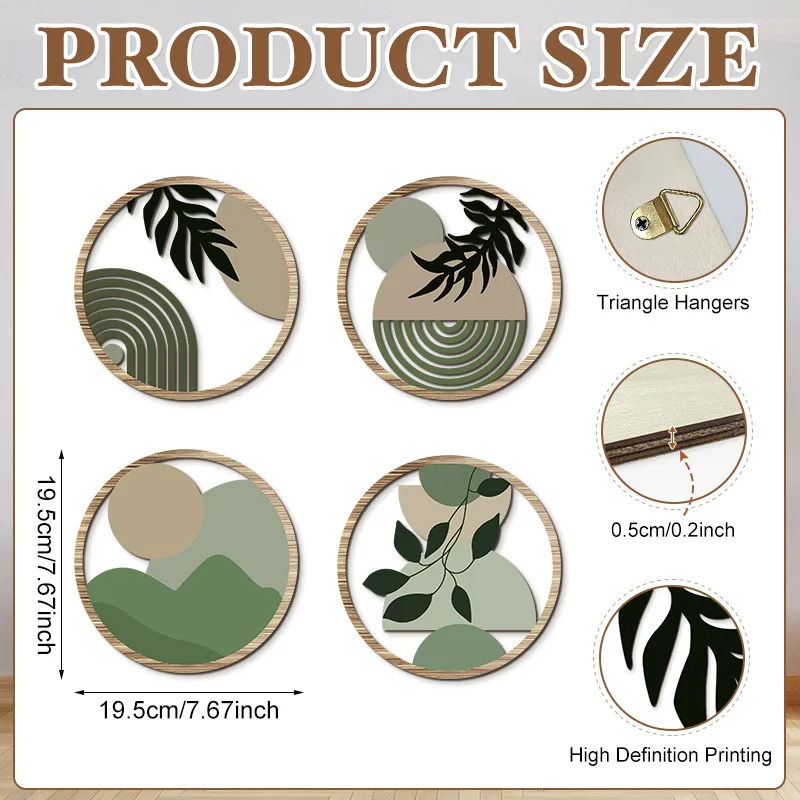 YFY hollow wall decoration round 4-piece wooden handicraft hanging decoration