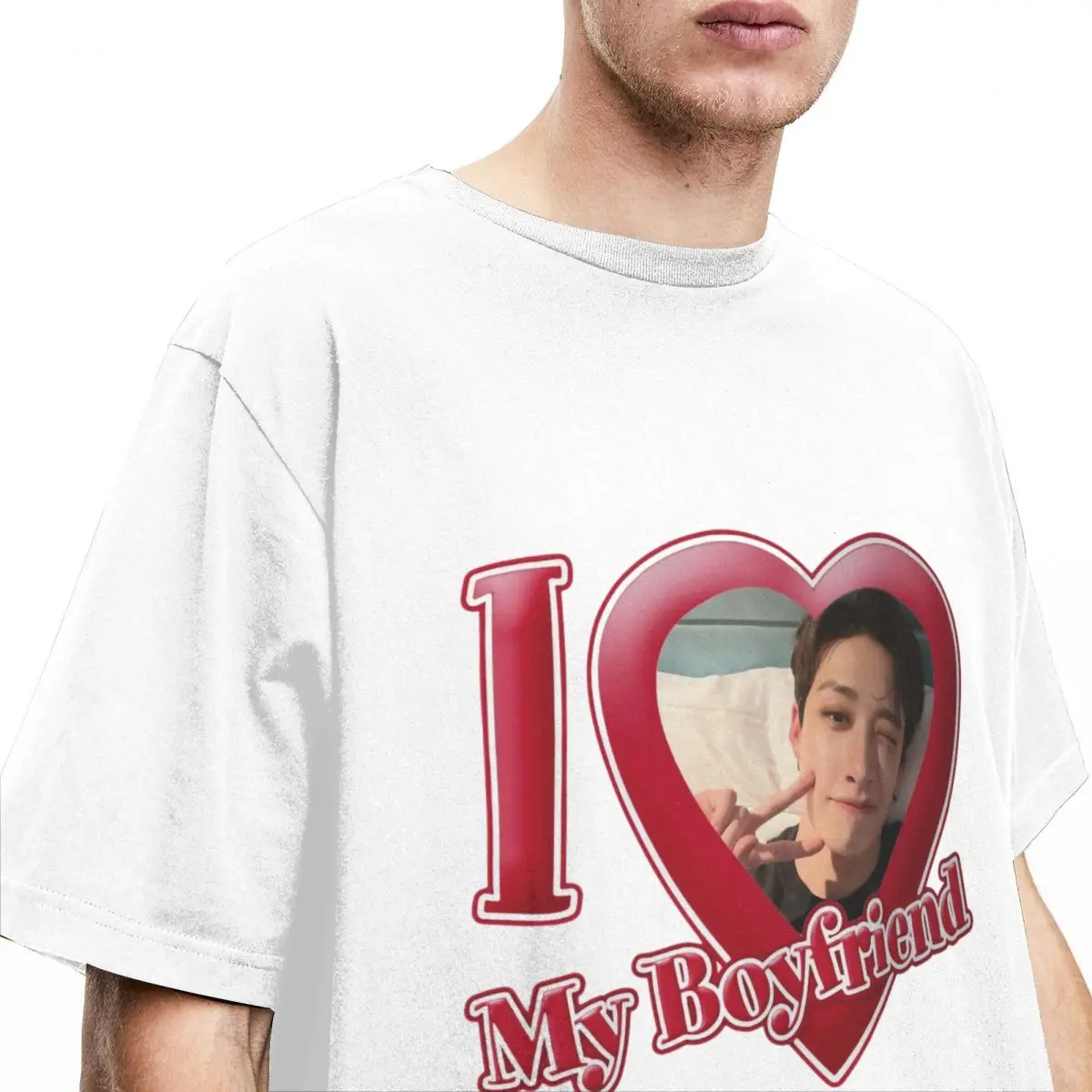 I Love My Boyfriend T-Shirt Mens Streetwear Cotton T-Shirts Beach O-Neck Fashion Tee Shirt Dropshipping Oversized Tops