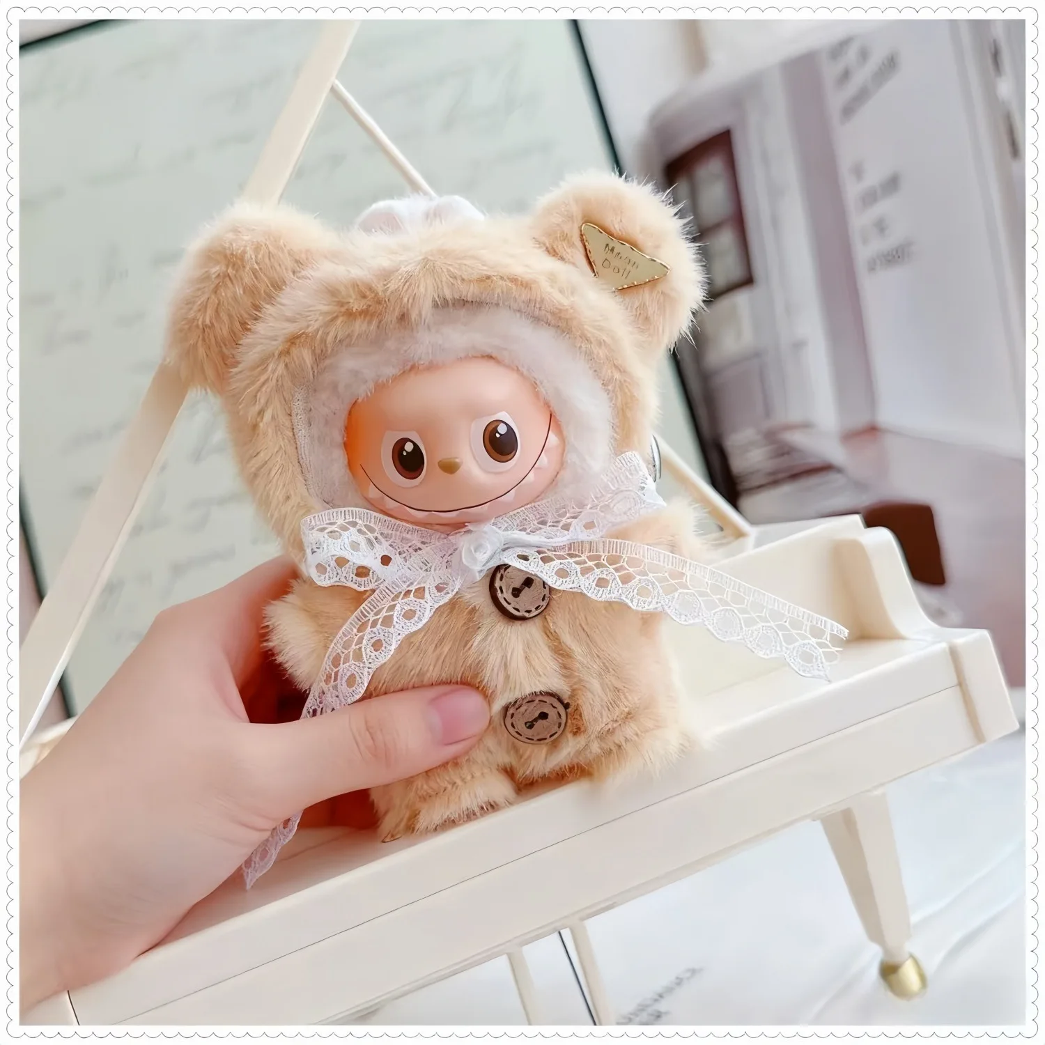 Mini Plush Doll'S Clothes Outfit Accessories For 4.0 The Monsters Pin for Love Series cartoon bear hat button bow Clothing Gift