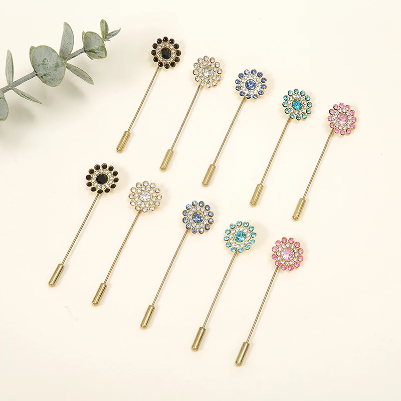 دبابيس بروش مزدوجة الطبقات للنساء ، زهرة من الألماس كلمة واحدة ، إكسسوارات عرقية أنيقة ، حجاب إسلامي ، بروش وشاح ، 10 *