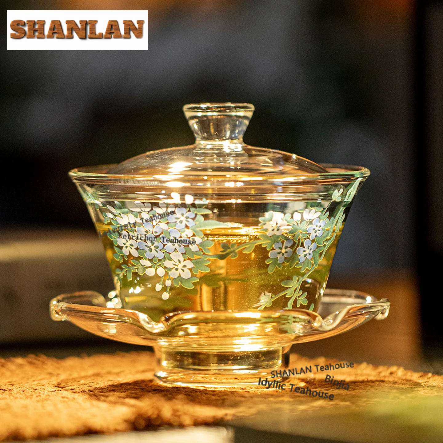 

Чайник-гайвань из стекла «Орхидея и снежинка», 180 мл, элегантная чайная чаша с крышкой, набор для заваривания чая, чайная посуда, подарок